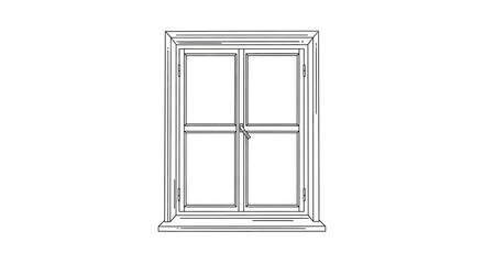 Obraz premium Hand Drawn Sketch of a Classic Four-Pane Window Frame