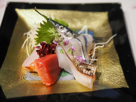 Sashimi in a Golden Plate