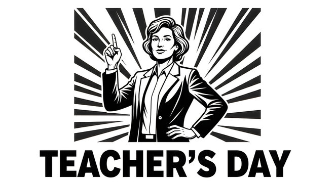 Teacher's Day illustration with confident female teacher