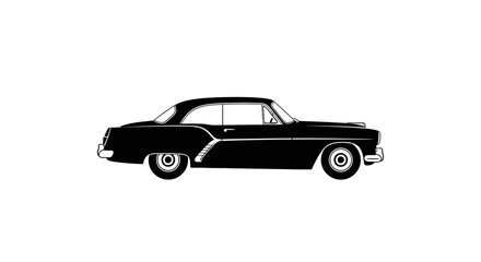 Fototapeta premium Classic Black Vintage Car Silhouette Side View