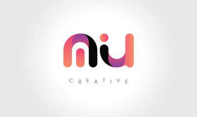Obraz premium MU Modern Gradient Abstract Logo – Creative Rounded Lettermark Branding Design