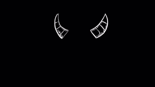 The doodle's horns are drawn with white chalk. Transparent background.