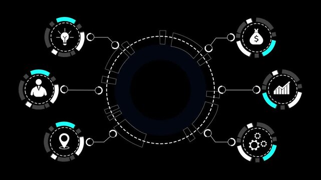 MarTech integrates marketing, data, and technology through a futuristic HUD system. Marketing automation, analytics, and performance metrics connect. Digital strategy, growth optimization