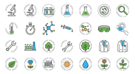 Fototapeta premium A comprehensive set of vector icons featuring green leaves in different shapes designed for business website buttons and internet communication symbols