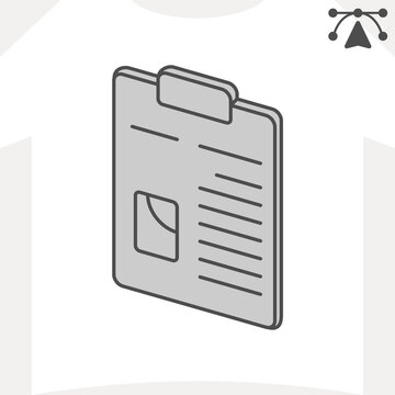 Report paper card isometric icon, grade and assessment concept. Vector graphics. Assessments report, paperwork sign and editable stroke, outline style icon for mobile or web design.