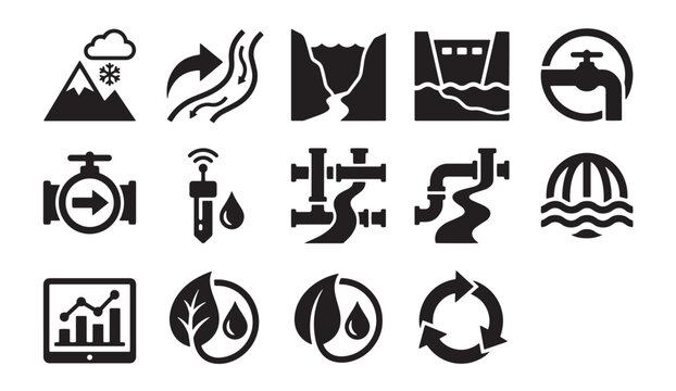 Icons for water management environmental cycles resource conservation