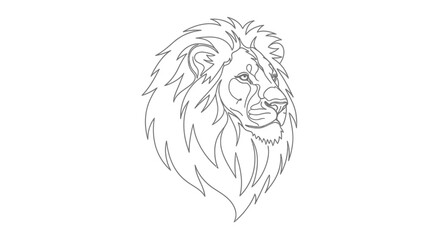 Obraz premium Lion Head Outline Drawing, Majestic Wild Animal King, Vector Art