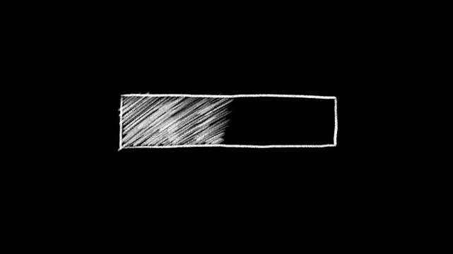Doodle chalk animation loading bar with transparent background