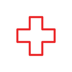 Obraz premium Red Medical Cross Symbol on White Background