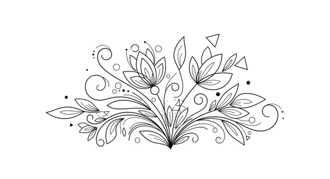 Elegant floral design with swirling vines and leaves.