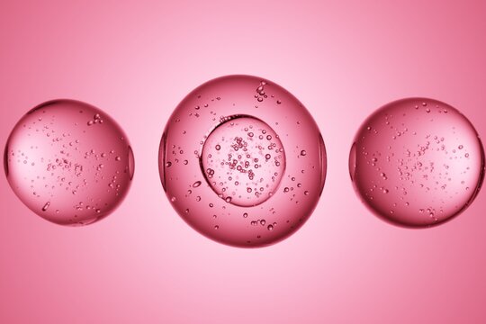 Pink cells or bubbles on pink background, 3D render