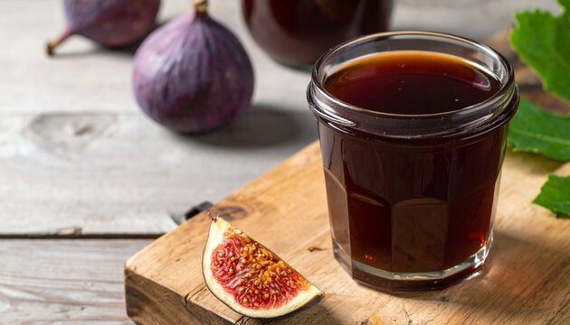 &ldquo;Jar of homemade fig jam surrounded by fresh figs on rustic wooden table, artisanal food photography, rich textures, natural light&hellip;&rdquo;