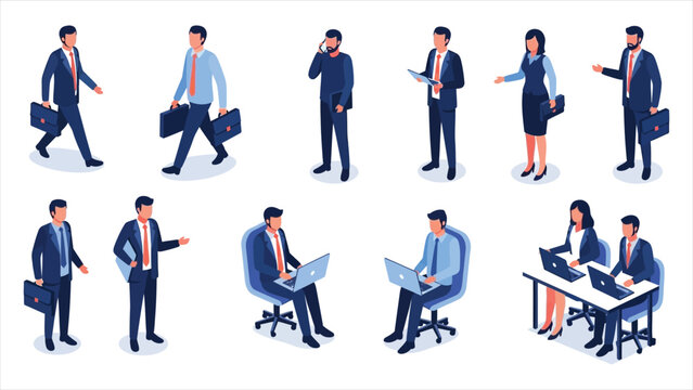 A Comprehensive Isometric Taxonomy of Contemporary Office Life, Capturing the Diverse Rhythms of Collaborative Teamwork, Digital Communication, and Individual Productivity in the Modern Corporate Land