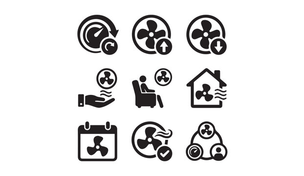 Fan icons for temperature control air quality comfort settings with temperature