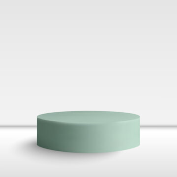 Modern cylindrical stand for presentation on a light studio background. Eps 10