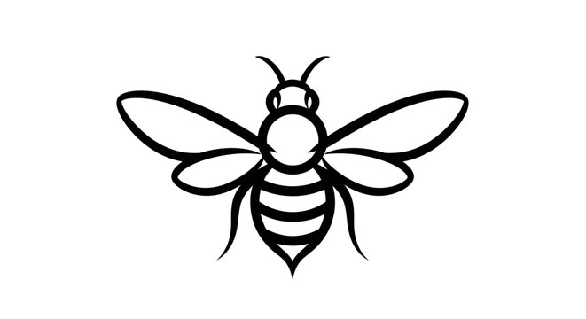 Minimalist Bee Icon - Simple Line Art Insect Graphic