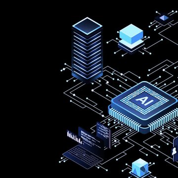 AI Microchip Glow Animation Futuristic Processor Power On Off Technology Background.