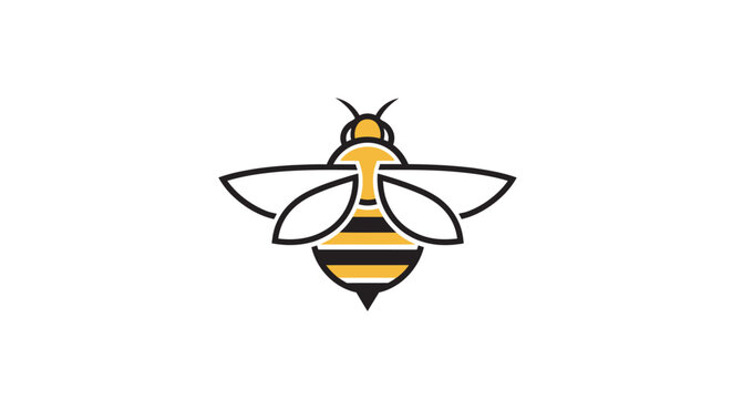 Minimalist bee logo icon, vector illustration, simple insect design on white background