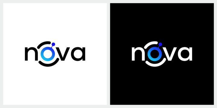 word mark nova logo design, minimalist digital technology logo concept