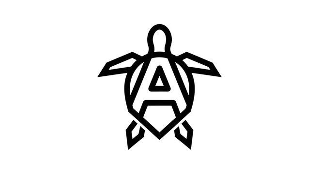 Minimalist sea turtle logo with integrated letter A icon