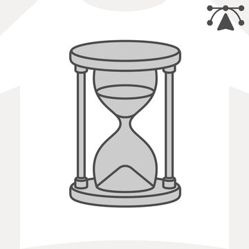 Hourglass isometric icon, time is precious concept. Vector graphics. Sandglass clock, timer countdown sign and editable stroke, outline style icon for mobile or web design.