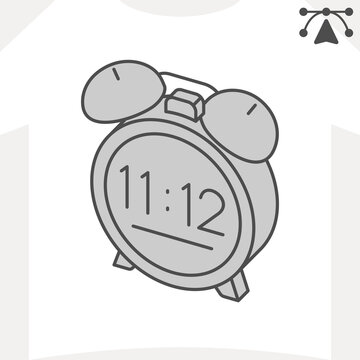 Digital alarm clock isometric icon, modern wake up concept. Vector graphics. Sound alarm, digital clock sign and editable stroke, outline style icon for mobile or web design.