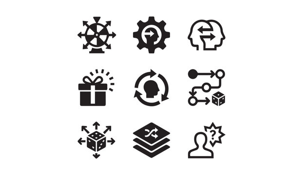 Decision making and strategy business icon set with business strategy decision