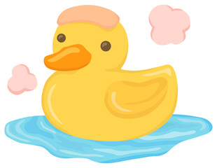 お湯に浮かべたかわいいお風呂のアヒルのイラスト ベクター素材 © shiori