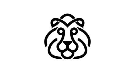 Modern black and white lion head monoline logo icon © Nur