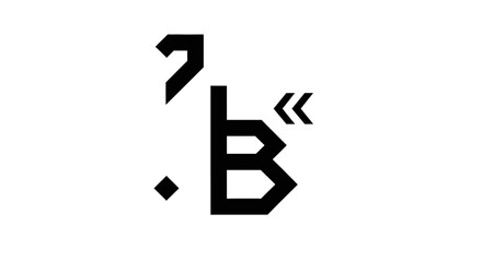 Modern black and white geometric letter B logo design © Nur