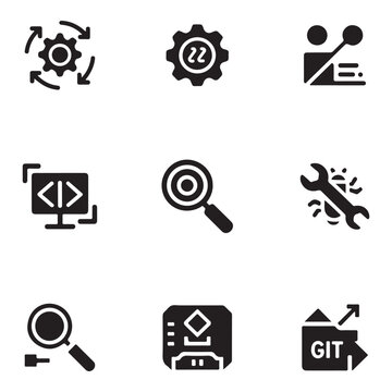 Clean Code Development Editor Icon Set For Programming Interface