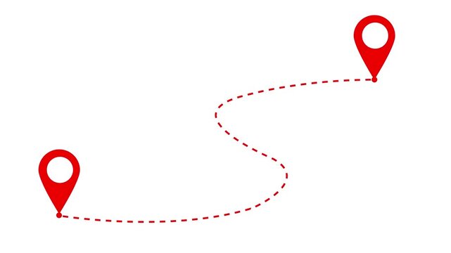 Two Location point. Connection with Lines 4k Animation video on white Background