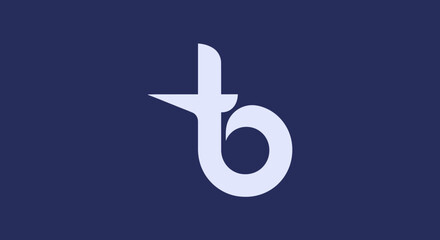 Modern white TB monogram logo on navy blue background © Nur
