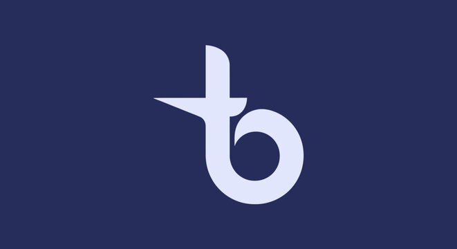 Modern white TB monogram logo on navy blue background
