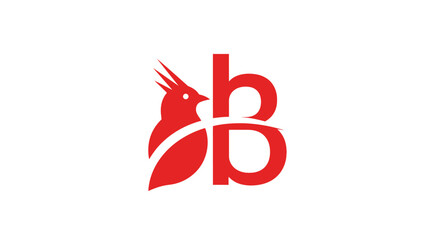 Red bird silhouette combined with lowercase letter b logo icon © Nur