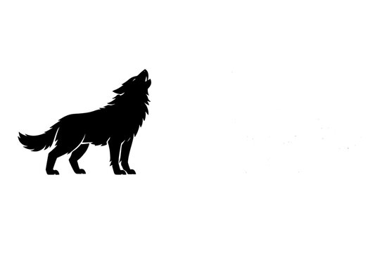 Striking black silhouette of a wolf howling, embodying the raw power, wild spirit, and untamed call of nature. Ideal vector graphic