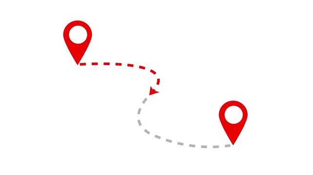 Two location point connection with lines arrow direction on Black Background and features 4k Animation video