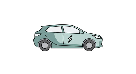 Fototapeta premium Illustration of an electric car with a lightning bolt symbol.