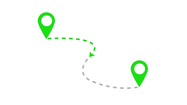 Two location point connection with lines arrow direction on Black Background and features 4k Animation video