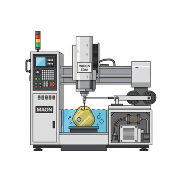 CNC Wire EDM Machine Machining Metal Part in Coolant Fluid