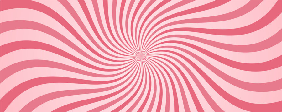 Curved lines in candy ice cream color. Colorful spinning stripes. Circle style concept for flyer, card, or brochure cover. Vector illustration.