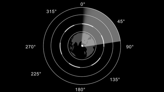 Radar .Radar Display airplane, travel HUD screen navigation aid with realistic ping detailing Military ship or aircraft radar showing scan results, multiple 4k Animation video on Black Background