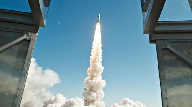 People Watching Space Rocket Launch from Observation Deck