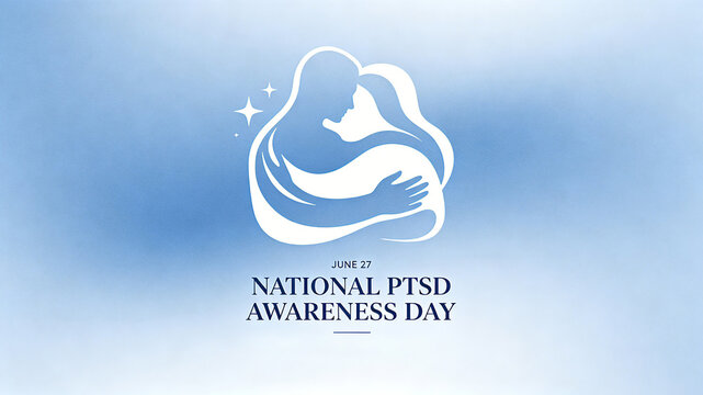 Embracing silhouette design, conveying the concept of warm support and understanding for traumatized groups on National PTSD Awareness Day.
