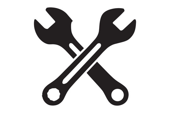 Crossed Wrenches Silhouette Vector Tool Icon Black Outline