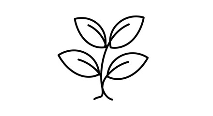 Fototapeta premium Minimalist plant sprout icon, simple outline drawing, growth concept