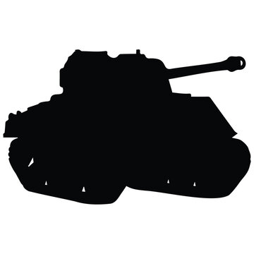 Heavy armored tank silhouette illustration military combat vehicle vector graphics design.