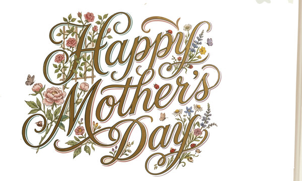 roses happy calligraphy vintage mothersday script floral typography