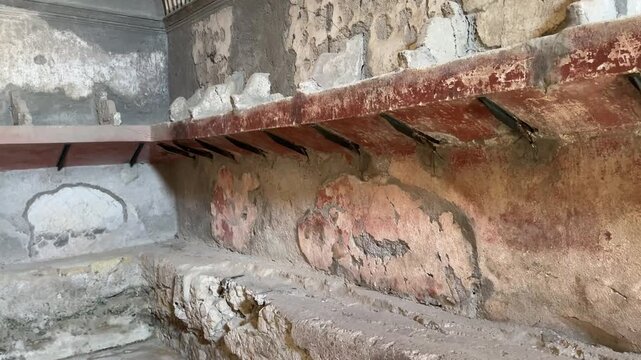 Ancient Roman Shelving and Cubbies in the Baths of Herculaneum
