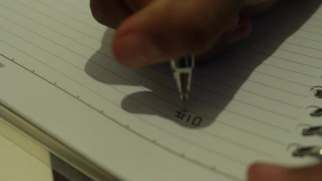 Female Hand Writing Korean Language Hangul on Paper Close Up